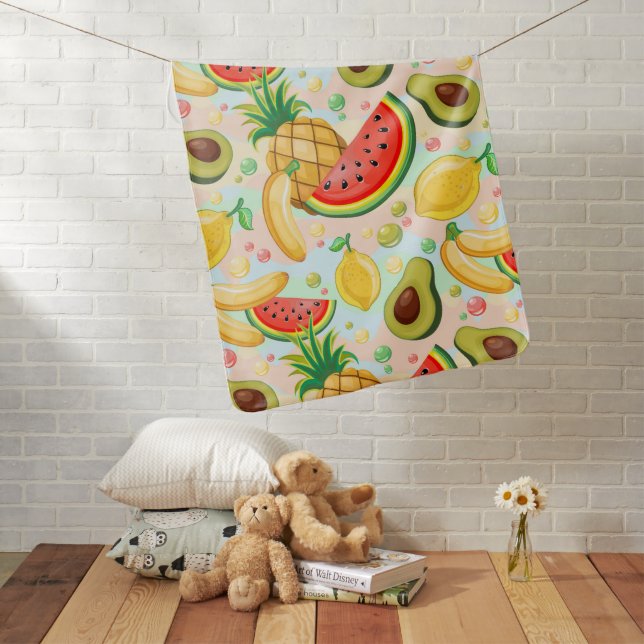 Fresh Summer Fruits Pattern Baby Blanket (In Situ)