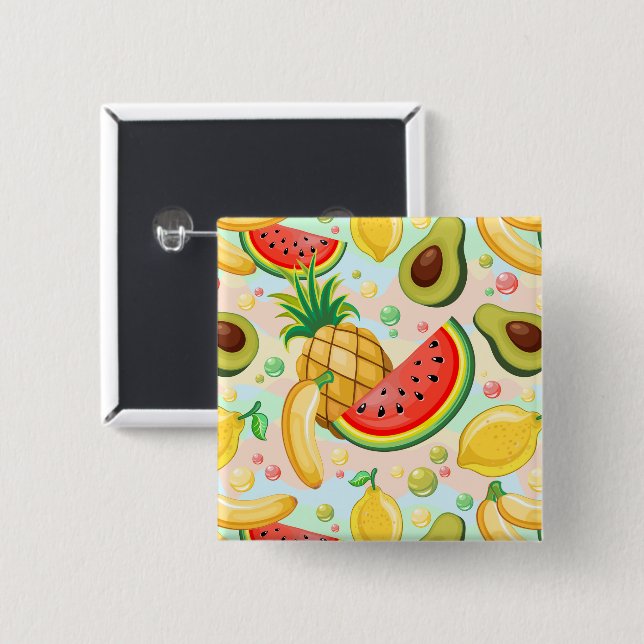 Fresh Summer Fruits Pattern Button (Front & Back)