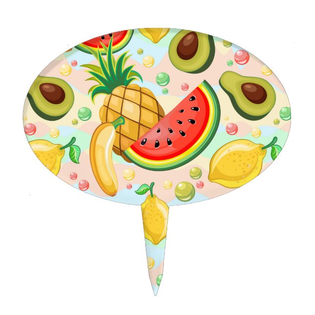 Fresh Summer Fruits Pattern Cake Topper (Front)
