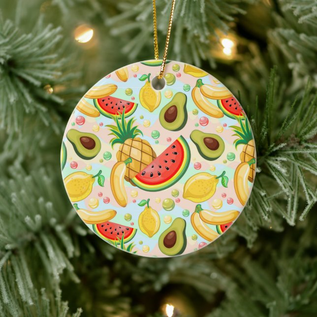 Fresh Summer Fruits Pattern Ceramic Ornament (Tree)