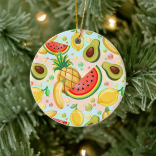 Fresh Summer Fruits Pattern Ceramic Ornament