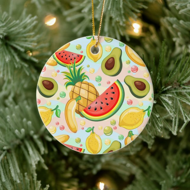 Fresh Summer Fruits Pattern Ceramic Ornament (Tree)