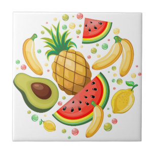 Fresh Summer Fruits Pattern Ceramic Tile