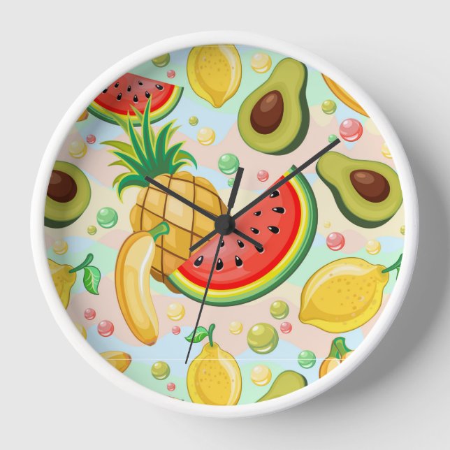 Fresh Summer Fruits Pattern Clock (Front)
