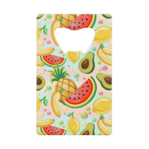 Fresh Summer Fruits Pattern Credit Card Bottle Opener