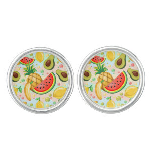 Fresh Summer Fruits Pattern Cufflinks