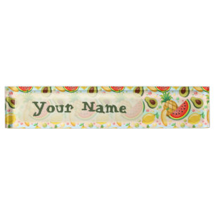 Fresh Summer Fruits Pattern Desk Name Plate