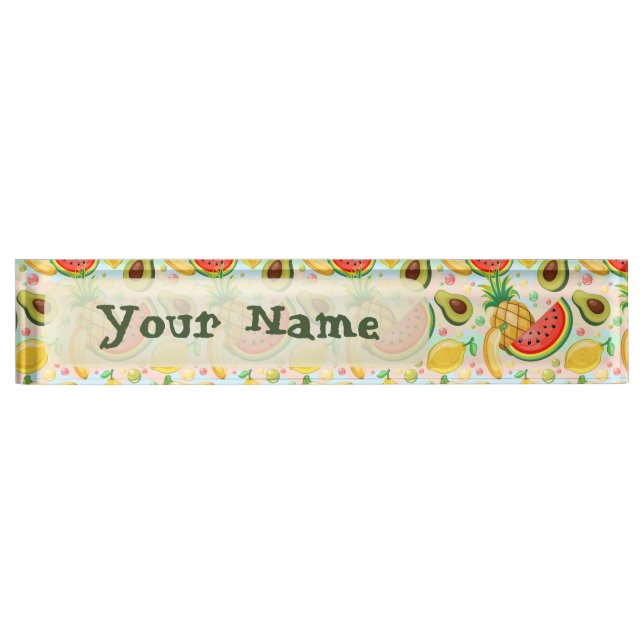 Fresh Summer Fruits Pattern Desk Name Plate (Front)