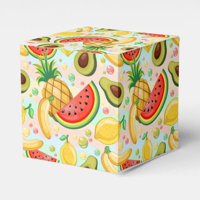 Fresh Summer Fruits Pattern Favor Boxes (Front Side)