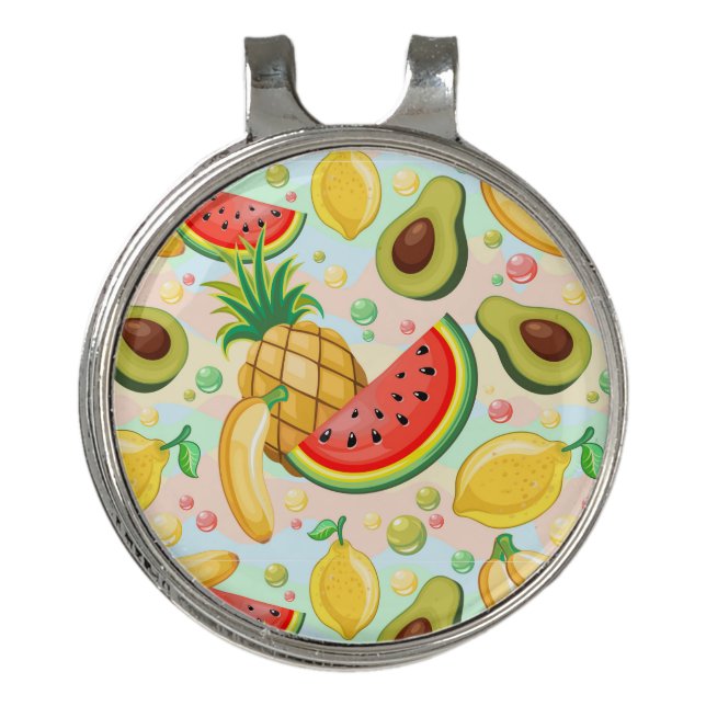 Fresh Summer Fruits Pattern Golf Hat Clip (Front)
