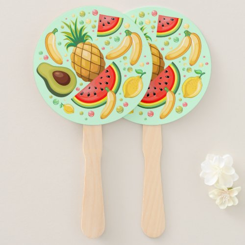 Fresh Summer Fruits Pattern Hand Fan