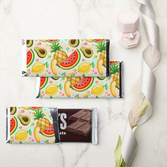 Fresh Summer Fruits Pattern Hershey Bar Favors (Front)