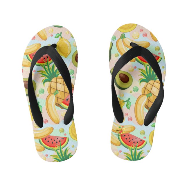 Fresh Summer Fruits Pattern Kid's Flip Flops (Footbed)