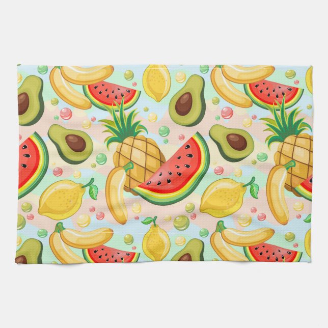 Fresh Summer Fruits Pattern Kitchen Towel (Horizontal)