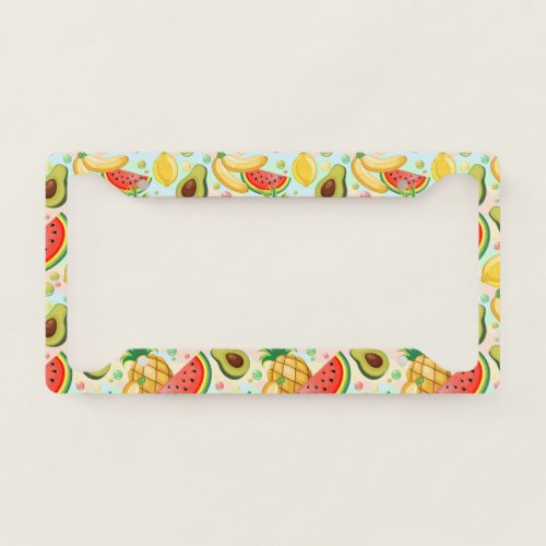 Fresh Summer Fruits Pattern License Plate Frame