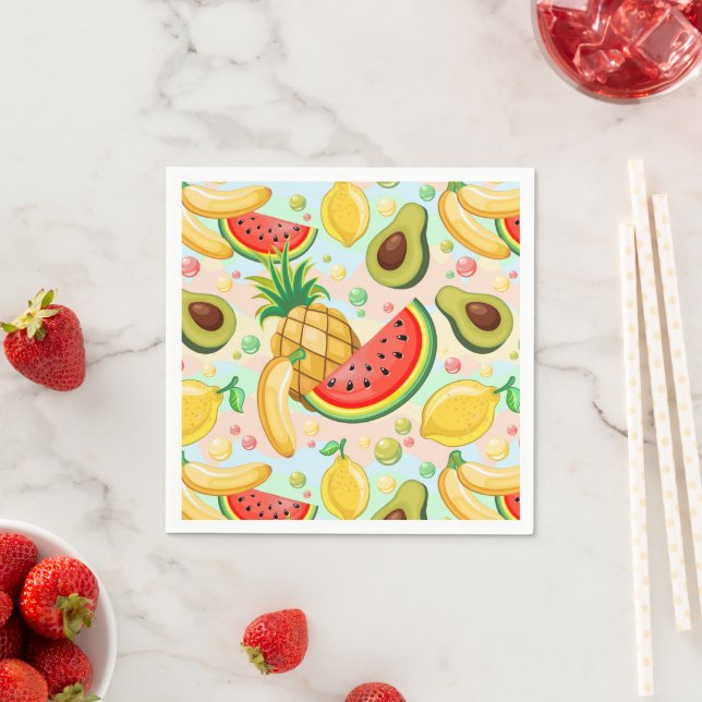 Fresh Summer Fruits Pattern Napkins (Insitu)