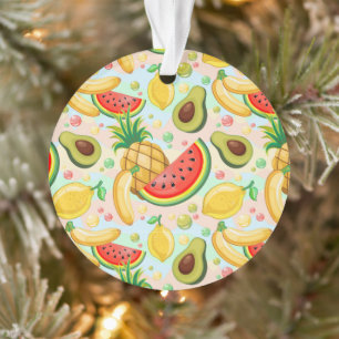 Fresh Summer Fruits Pattern Ornament