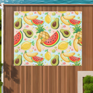 Fresh Summer Fruits Pattern Outdoor Rug