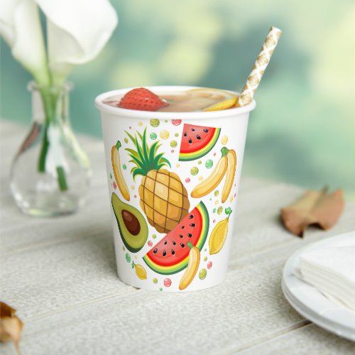 Fresh Summer Fruits Pattern Paper Cups