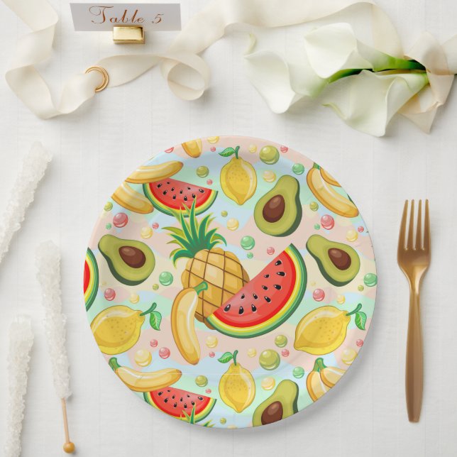 Fresh Summer Fruits Pattern Paper Plates (Wedding)