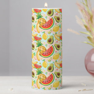 Fresh Summer Fruits Pattern Pillar Candle