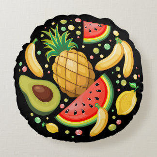 Fresh Summer Fruits Pattern Round Pillow