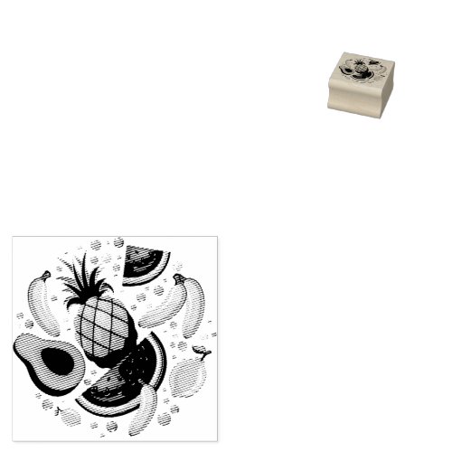 Fresh Summer Fruits Pattern Rubber Stamp