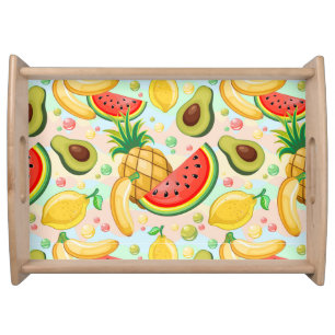 Fresh Summer Fruits Pattern Serving Tray