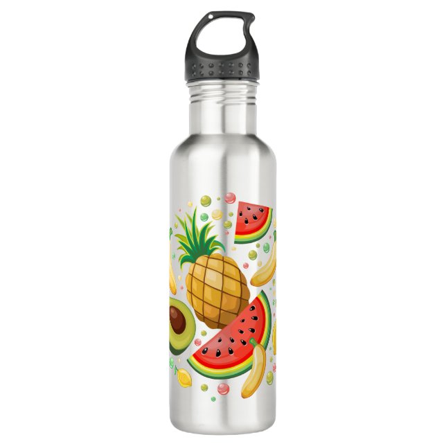 Fresh Summer Fruits Pattern Stainless Steel Water Bottle (Front)