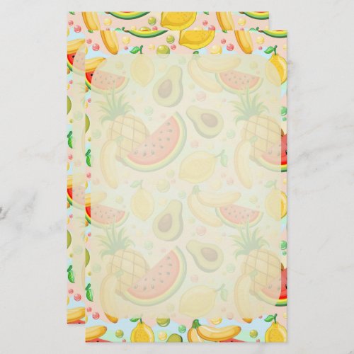 Fresh Summer Fruits Pattern Stationery