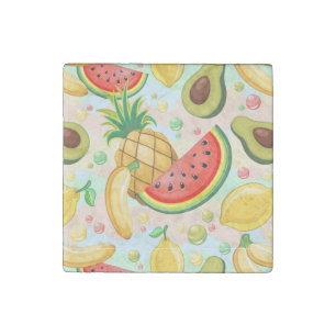 Fresh Summer Fruits Pattern Stone Magnet