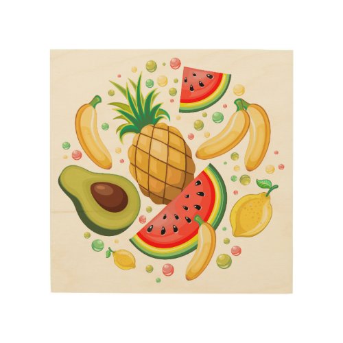 Fresh Summer Fruits Pattern Wood Wall Art