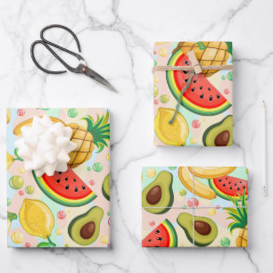 Fresh Summer Fruits Pattern Wrapping Paper Sheets