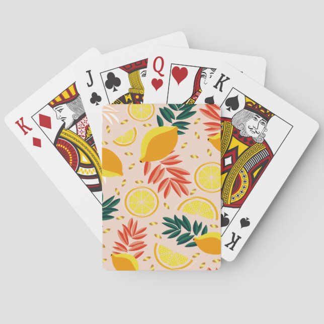 Fresh Summer Gold Lemon Fruit Poker Cards (Back)