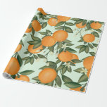 Fresh Summer Oranges Botanical Citrus Greenery Wrapping Paper<br><div class="desc">Citrus themed wrapping wrapper featuring beautiful hand-painted oranges and greenery adorned with whimsical script lettering.</div>