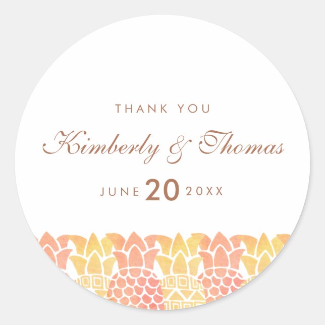 Fresh Summer Pineapple Wedding Favor Sticker (Front)