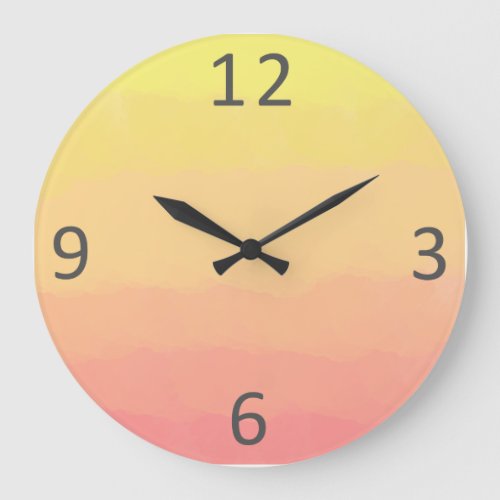 fresh summer sunset orange coral watercolors large clock