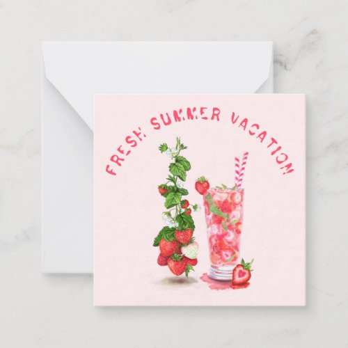 Fresh Summer Vacation Card Strawberry Drink