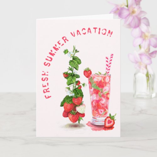 Fresh Summer Vacation Card Strawberry Juice Drink