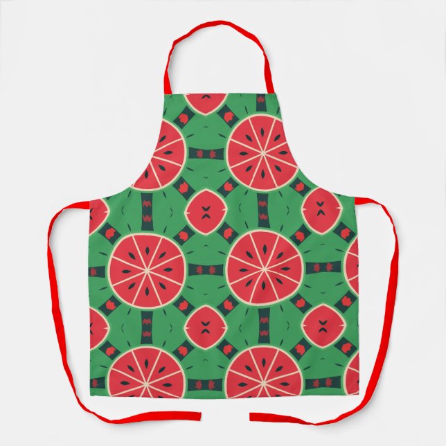 Fresh Summer Watermelon Slices Pattern Kitchen  Apron (Front)