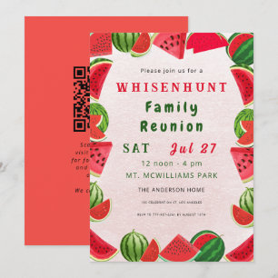 Fresh Summer Watermelons QR Code Family Reunion Invitation