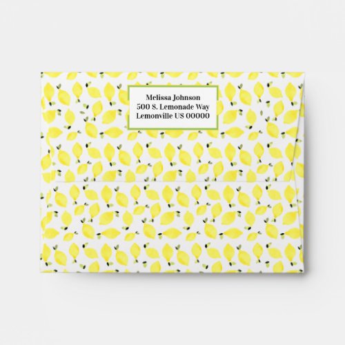 Fresh Summery Bright Lemon Pattern  Green Envelope