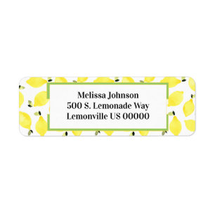 Fresh Summery Bright Lemon Pattern + Green Label