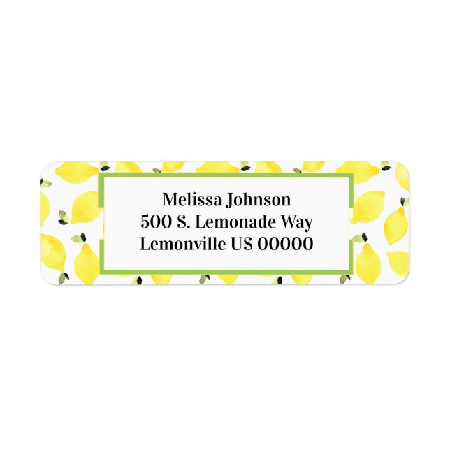 Fresh Summery Bright Lemon Pattern + Green Label (Front)