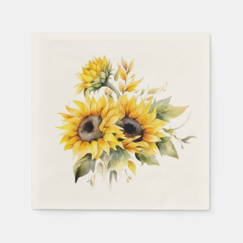 Fresh Sunflowers Personalized Wedding Napkins