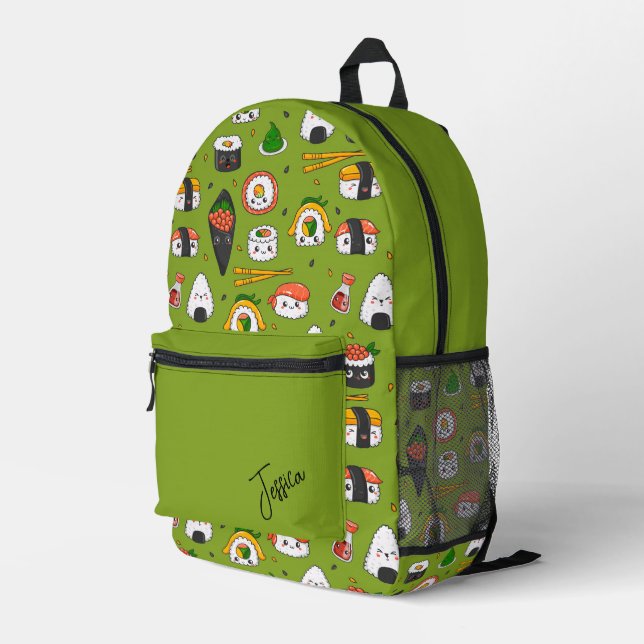 Fresh Sushi Printed Backpack (Back Corner Right)