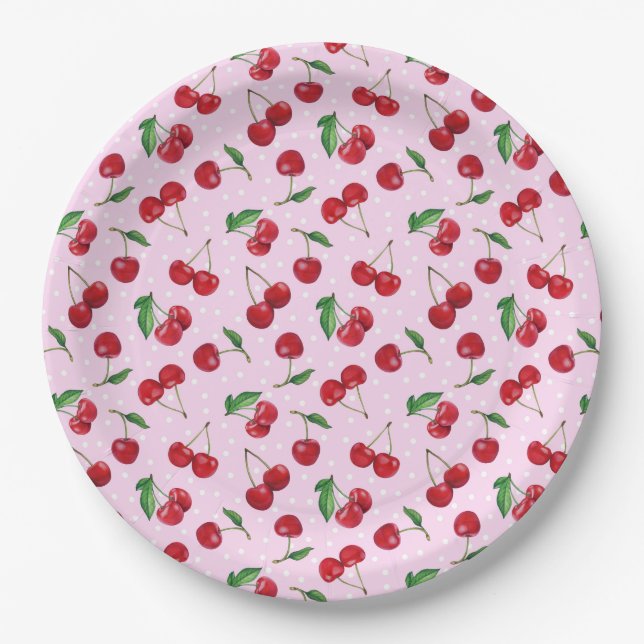 Fresh Sweet Cherries Paper Plates (Front)