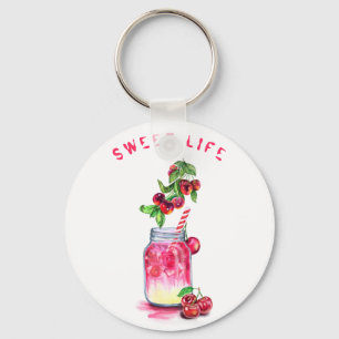 Fresh Sweet Cherry Juice Cool Drink - Summer Fruit Keychain