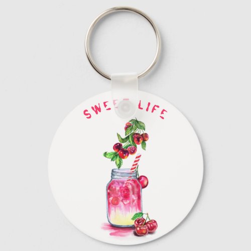 Fresh Sweet Cherry Juice Cool Drink _ Summer Fruit Keychain