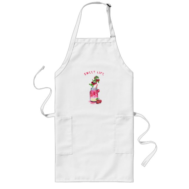 Fresh Sweet Cherry Juice Cool Drink - Summer Party Long Apron (Front)